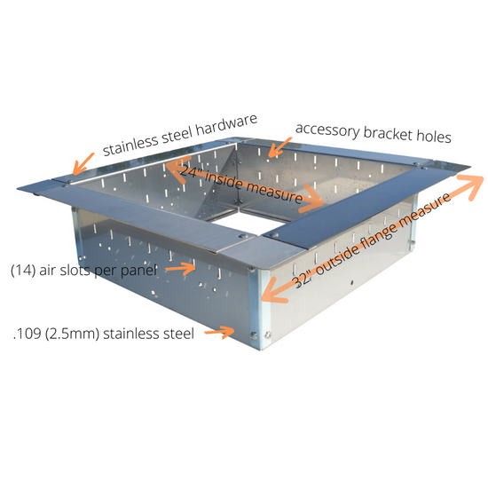 Firebuggz 24" square stainless steel fire pit insert, campfire fun pit