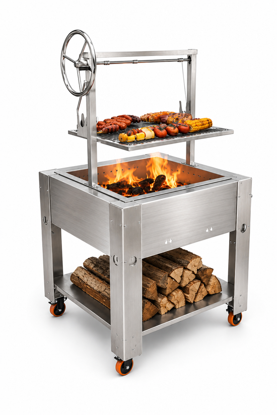 24x24 Drop-In Santa Maria Grill & Fire Pit Combo with Cart