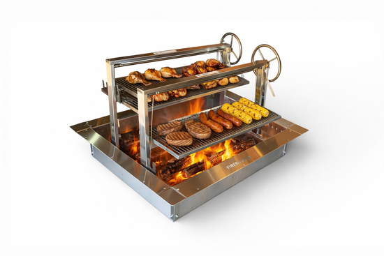 Stainless Steel Santa Maria Extra Large Double 32x16 Grill & 36" Square SST Insert