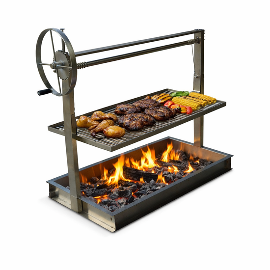 Stainless Steel Santa Maria 32x16 Grill with Rotisserie Brackets