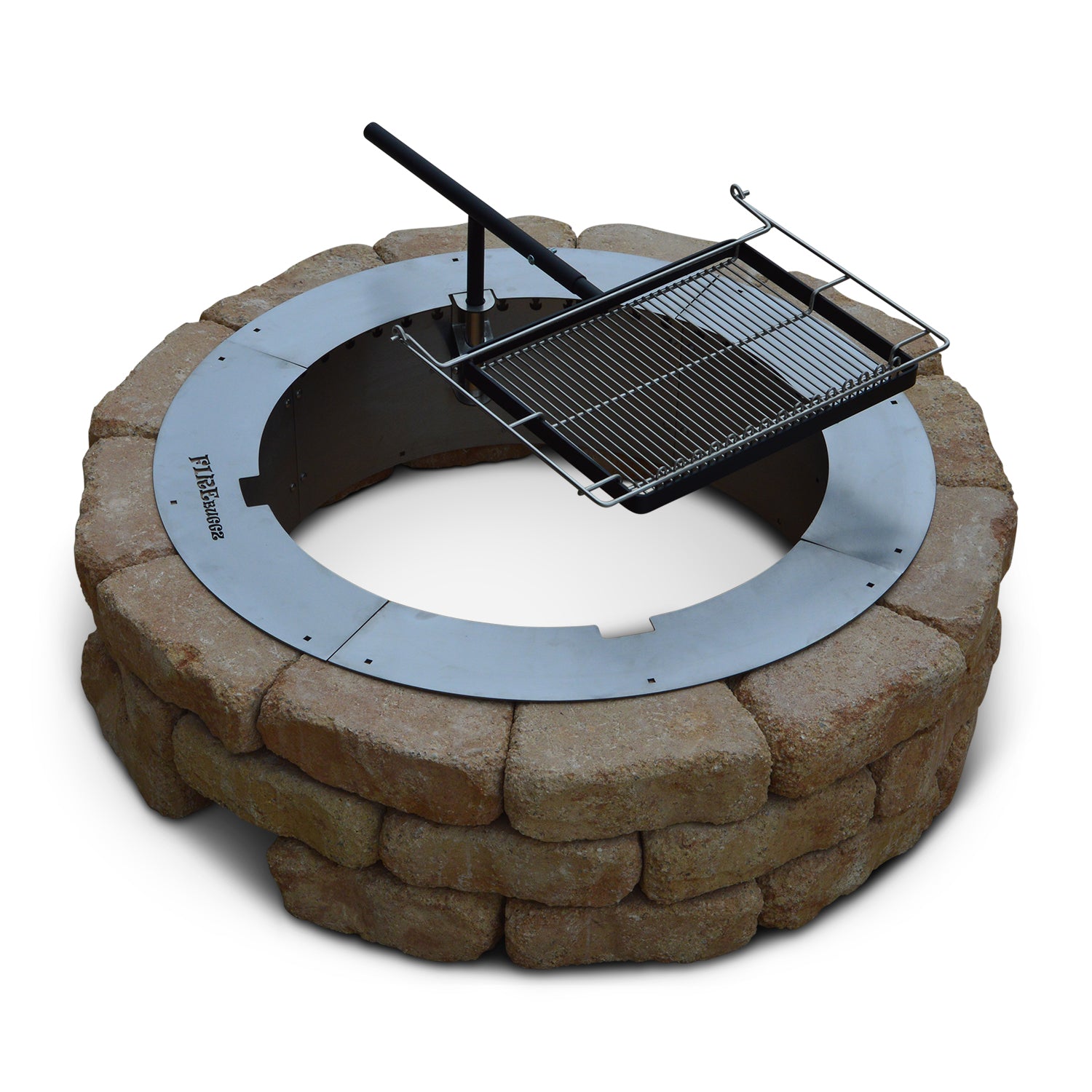 Smokeless Fire Pit Insert Ring 29 Stainless Steel with Stainless Gril Firebuggz