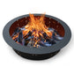 31" ID Round Steel Black Fire Pit Insert Bundle with Slide Grill, Grill Topper, Wood Grate, Black High Heat Finish Cover